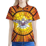 Holy Spirit Dove Stained Glass Print Women's Polo Shirt
