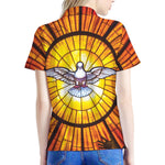 Holy Spirit Dove Stained Glass Print Women's Polo Shirt