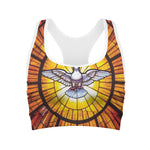 Holy Spirit Dove Stained Glass Print Women's Sports Bra