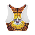 Holy Spirit Dove Stained Glass Print Women's Sports Bra