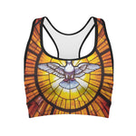 Holy Spirit Dove Stained Glass Print Women's Sports Bra