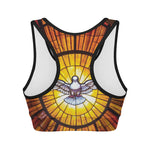 Holy Spirit Dove Stained Glass Print Women's Sports Bra