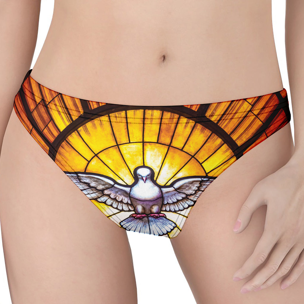 Holy Spirit Dove Stained Glass Print Women's Thong