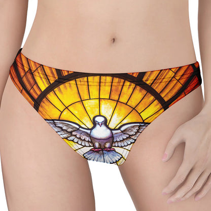 Holy Spirit Dove Stained Glass Print Women's Thong