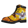 Holy Spirit Dove Stained Glass Print Padded Collar Lace Up Boots