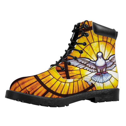 Holy Spirit Dove Stained Glass Print Work Boots
