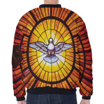 Holy Spirit Dove Stained Glass Print Zip Sleeve Bomber Jacket