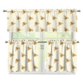 Honey Bee Hive Pattern Print 3 Piece Kitchen Curtains
