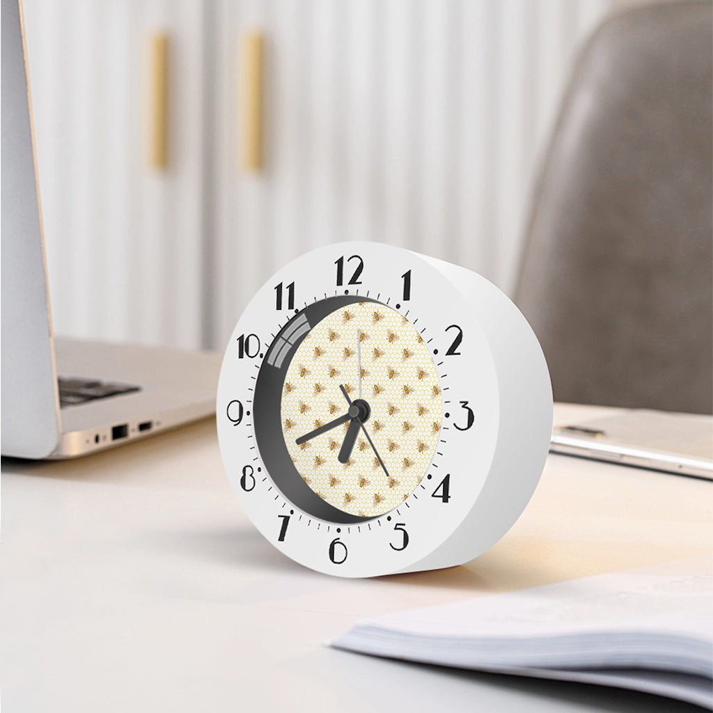 Honey Bee Hive Pattern Print Alarm Clock