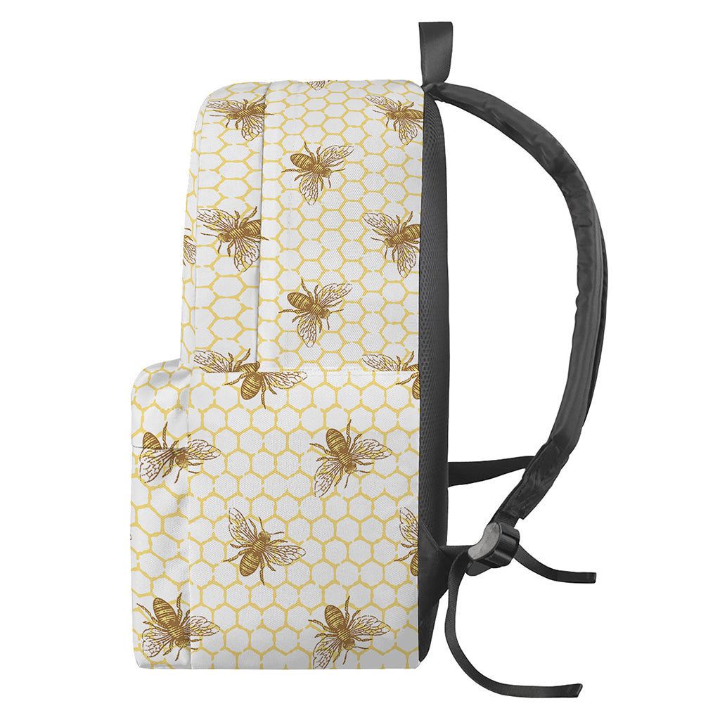 Honey Bee Hive Pattern Print Backpack