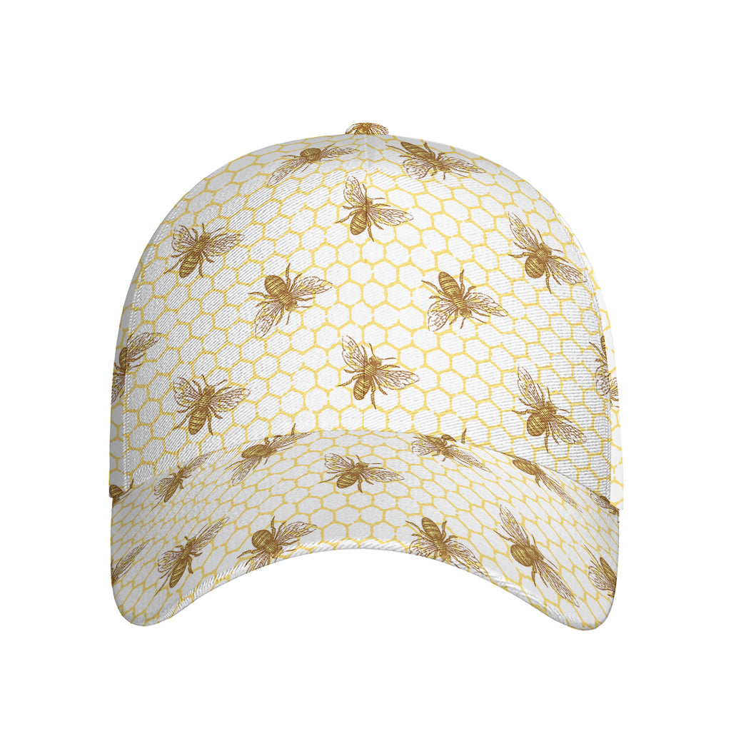 Honey Bee Hive Pattern Print Baseball Cap