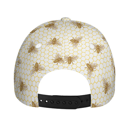 Honey Bee Hive Pattern Print Baseball Cap