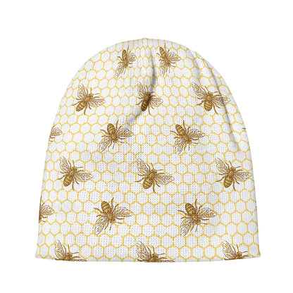 Honey Bee Hive Pattern Print Beanie