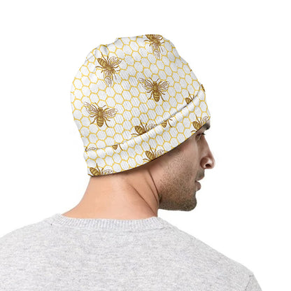 Honey Bee Hive Pattern Print Beanie