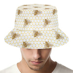 Honey Bee Hive Pattern Print Bucket Hat