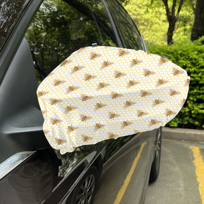 Honey Bee Hive Pattern Print Car Side Mirror Covers
