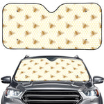 Honey Bee Hive Pattern Print Car Windshield Sun Shade