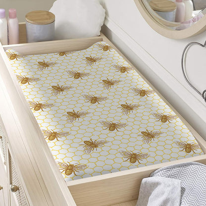 Honey Bee Hive Pattern Print Changing Pad Cover
