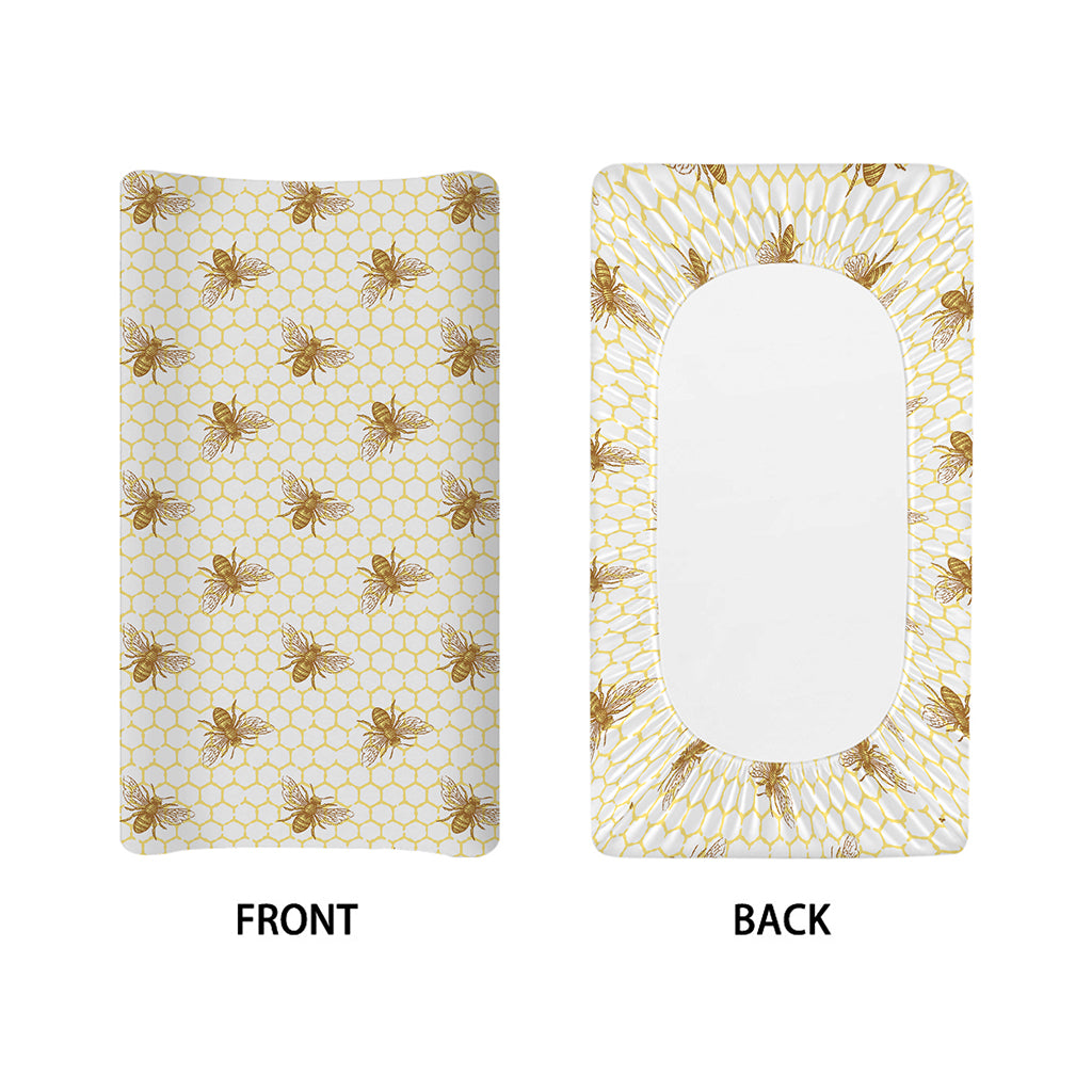 Honey Bee Hive Pattern Print Changing Pad Cover