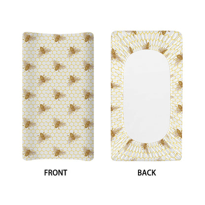 Honey Bee Hive Pattern Print Changing Pad Cover