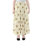 Honey Bee Hive Pattern Print Chiffon Maxi Skirt