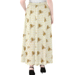 Honey Bee Hive Pattern Print Chiffon Maxi Skirt