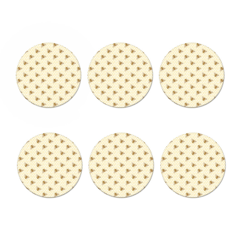 Honey Bee Hive Pattern Print Coaster Set