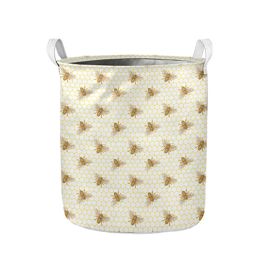 Honey Bee Hive Pattern Print Collapsible Laundry Basket