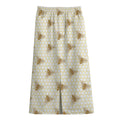 Honey Bee Hive Pattern Print Cotton Front Slit Maxi Skirt