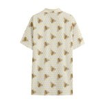 Honey Bee Hive Pattern Print Cotton Hawaiian Shirt
