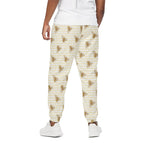 Honey Bee Hive Pattern Print Cotton Pants