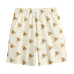 Honey Bee Hive Pattern Print Cotton Shorts