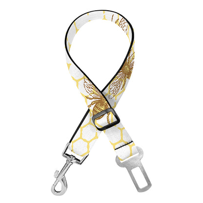 Honey Bee Hive Pattern Print Dog Seat Belt