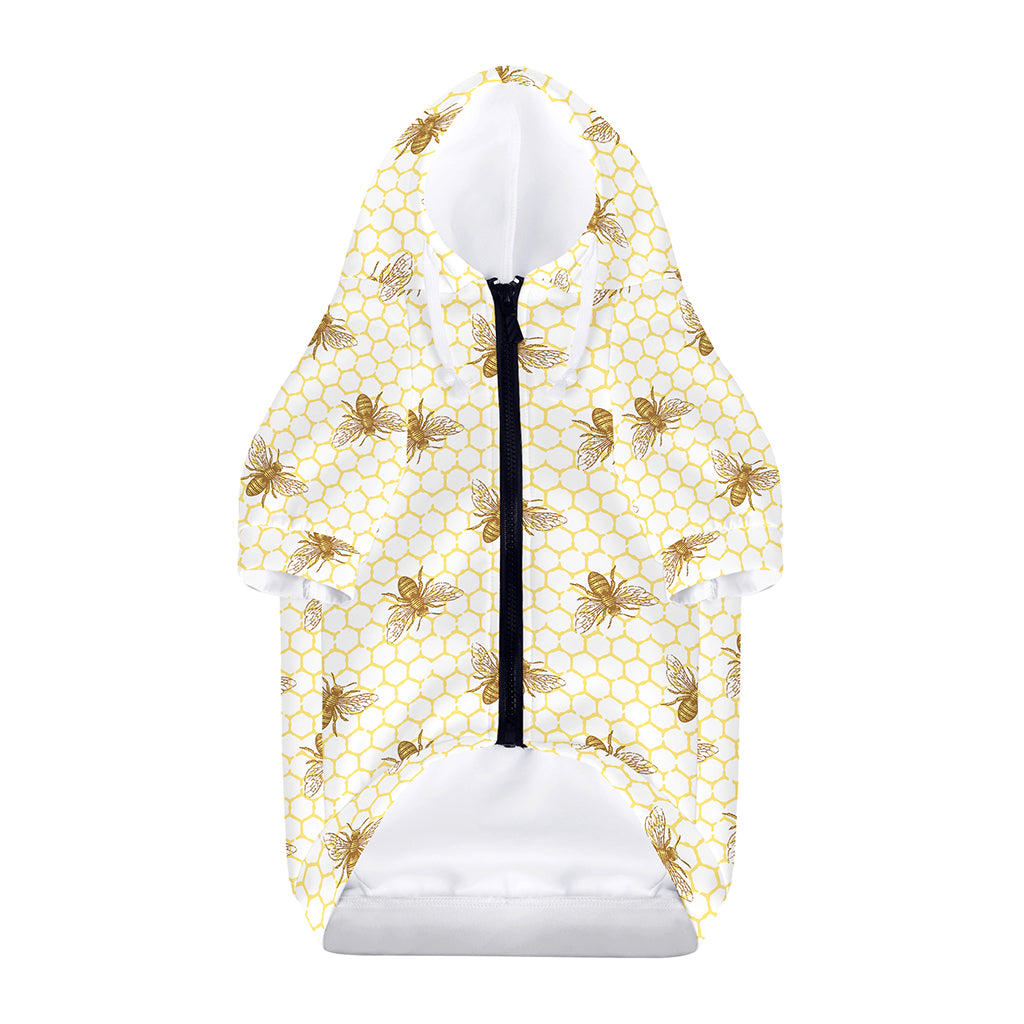Honey Bee Hive Pattern Print Dog Zip Up Hoodie