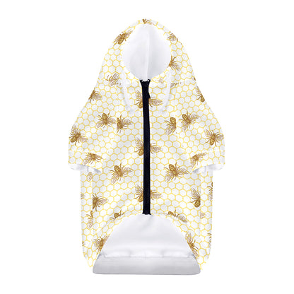 Honey Bee Hive Pattern Print Dog Zip Up Hoodie