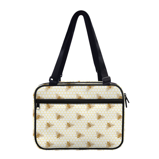 Honey Bee Hive Pattern Print Double Strap Bible Bag