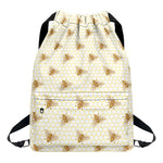 Honey Bee Hive Pattern Print Drawstring Backpack