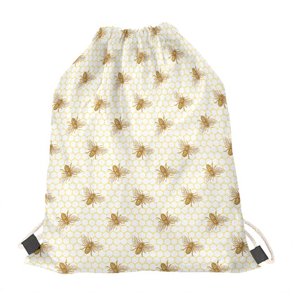 Honey Bee Hive Pattern Print Drawstring Bag