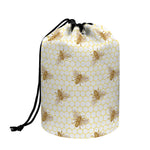 Honey Bee Hive Pattern Print Drawstring Makeup Bag