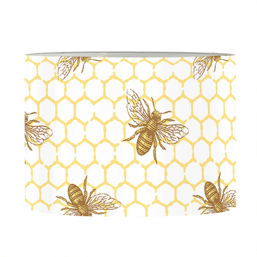 Honey Bee Hive Pattern Print Drum Lamp Shade
