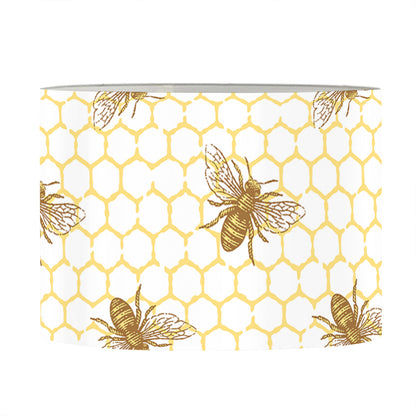 Honey Bee Hive Pattern Print Drum Lamp Shade