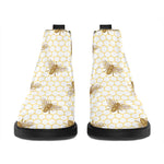 Honey Bee Hive Pattern Print Flat Ankle Boots