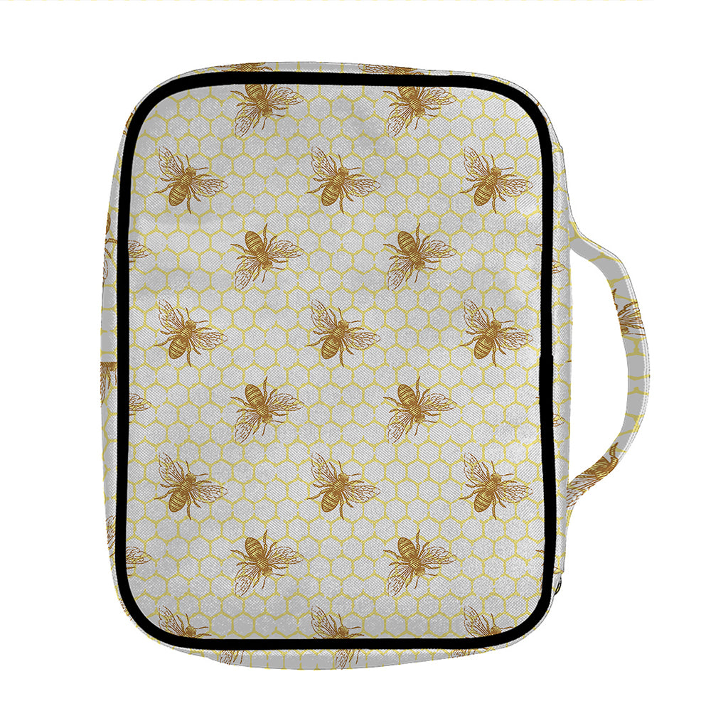 Honey Bee Hive Pattern Print Front Pocket Bible Bag