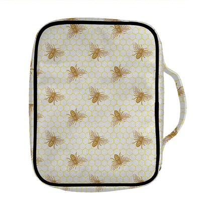 Honey Bee Hive Pattern Print Front Pocket Bible Bag