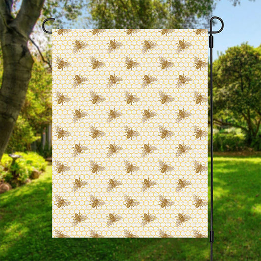 Honey Bee Hive Pattern Print Garden Flag
