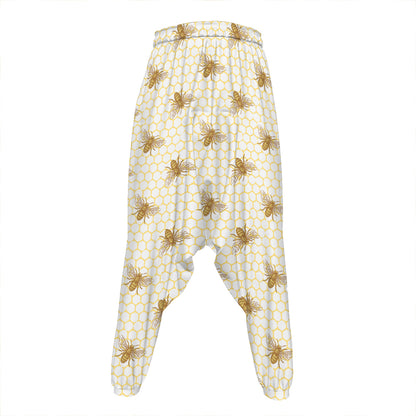 Honey Bee Hive Pattern Print Hammer Pants