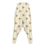 Honey Bee Hive Pattern Print Hammer Pants