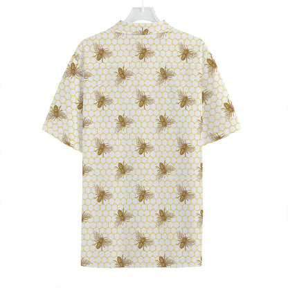 Honey Bee Hive Pattern Print Hawaiian Shirt