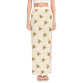 Honey Bee Hive Pattern Print High Slit Maxi Skirt