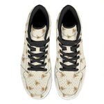 Honey Bee Hive Pattern Print High Top Leather Sneakers